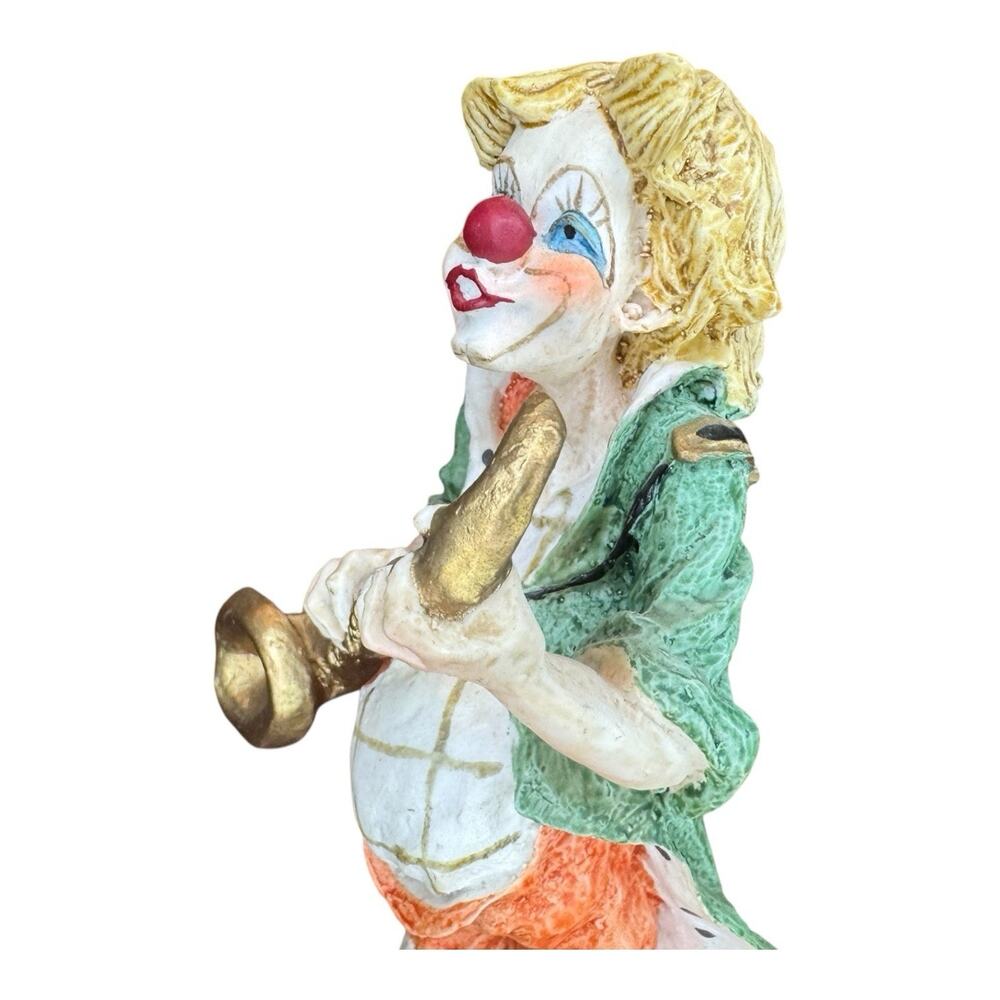 Colorful Clown Playing Saxophone Figurine with Gold Accents - Picture 7 of 8